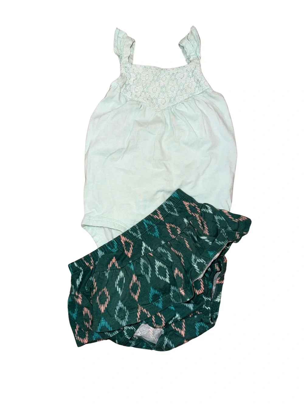 Kids Yellow Romper & Mixed Bottoms Set - Yellow, Blue, Light Blue, Green